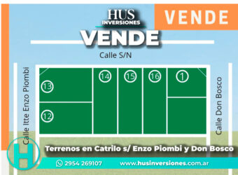 Terrenos en Catrilo s/ Enzo Piombi y Don Bosco