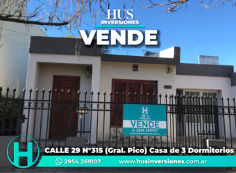 CALLE 29 N°315 (Gral. Pico) –  Casa de 3 Dormitorios