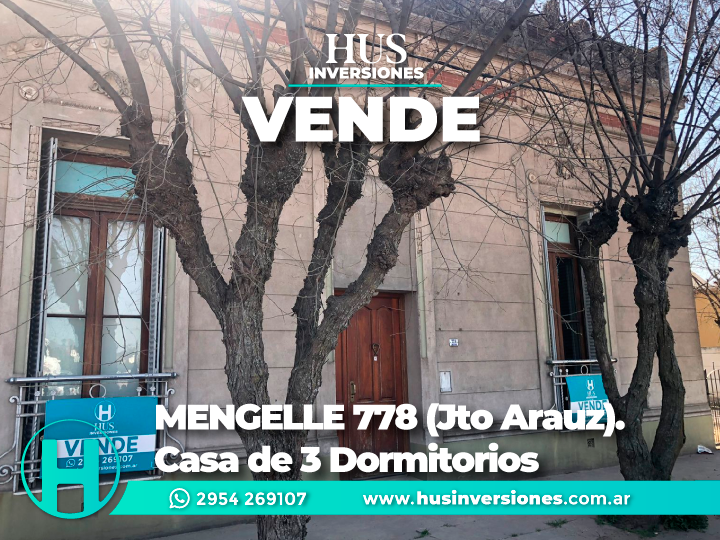 MENGELLE 778 (Jto Arauz). Casa de 3 Dormitorios