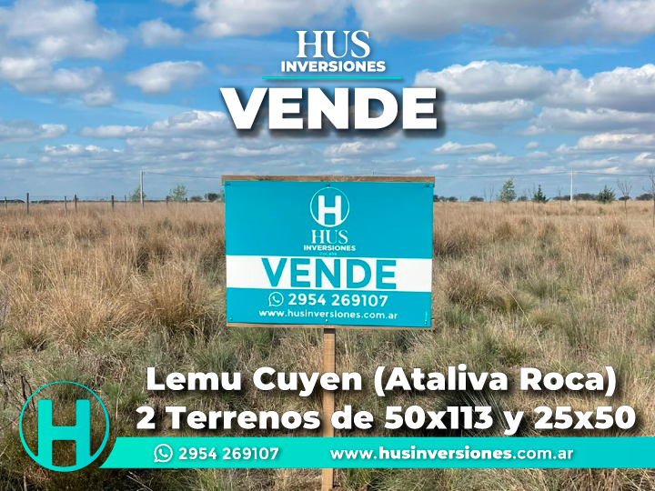 Lemu Cuyen (Ataliva Roca). 2 Terrenos de 50×113 y 25×50