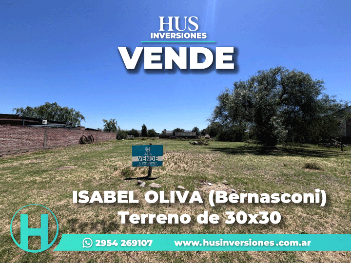 ISABEL OLIVA (Bernasconi). Terreno de 30×30