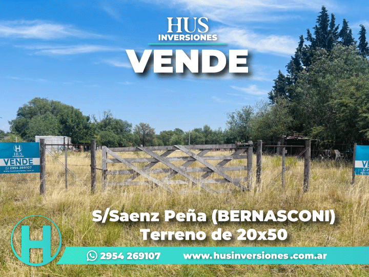 S/Saenz Peña (BERNASCONI). Terreno de 20×50