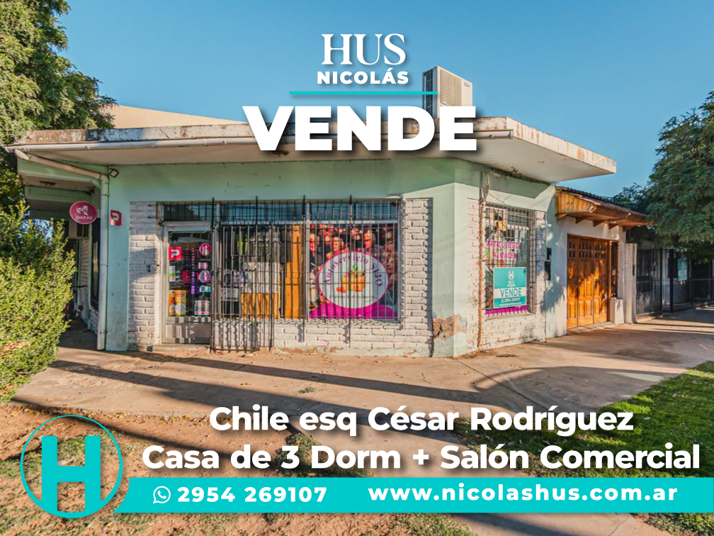 Chile esq César Rodríguez. Casa de 3 dorm + Salón Comercial