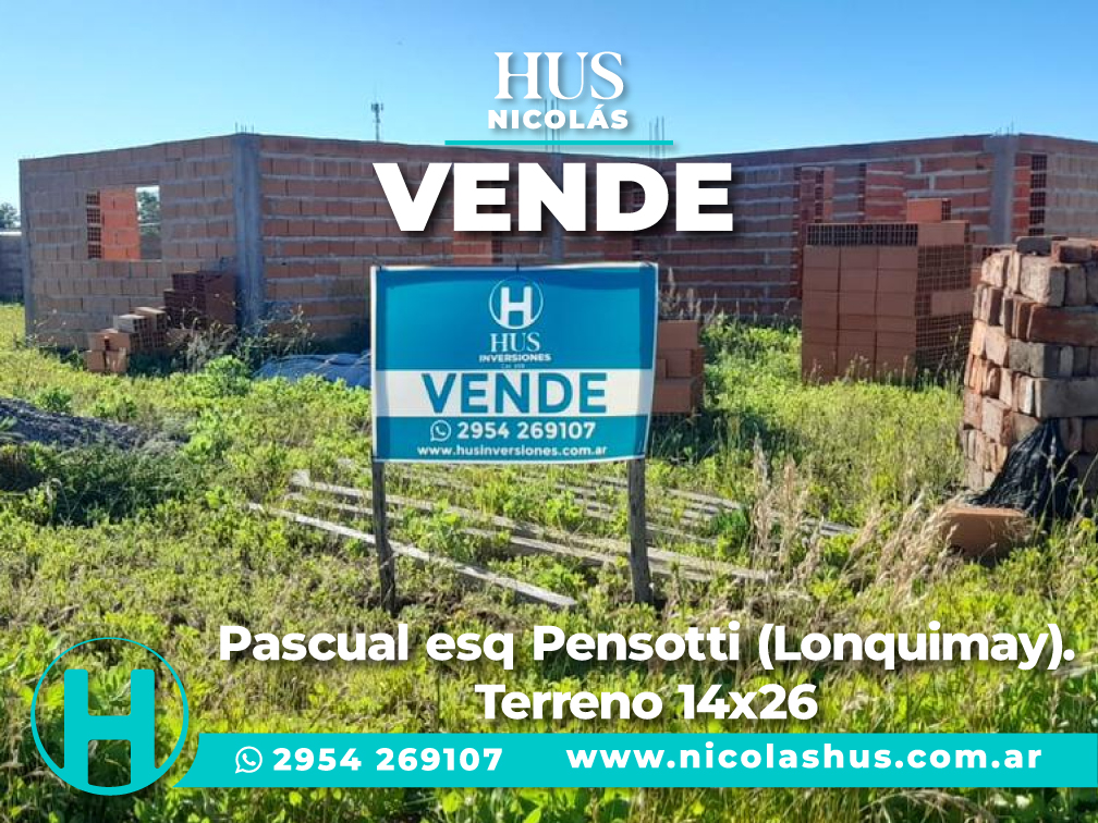 Pascual esq Pensotti (Lonquimay). Terreno 14×26