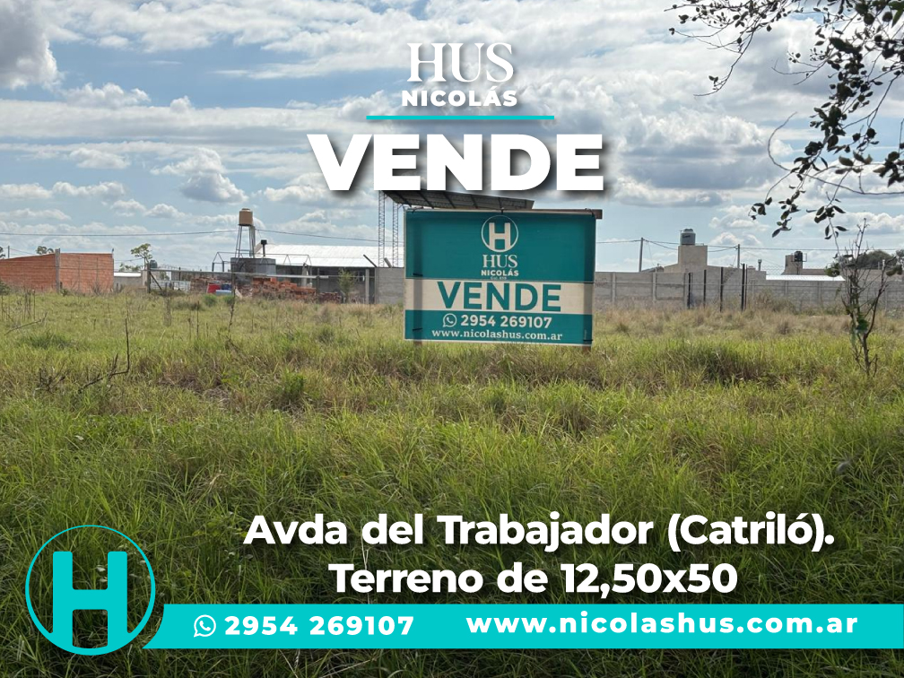 Avda del Trabajador (Catriló). Terreno de 12,50×50