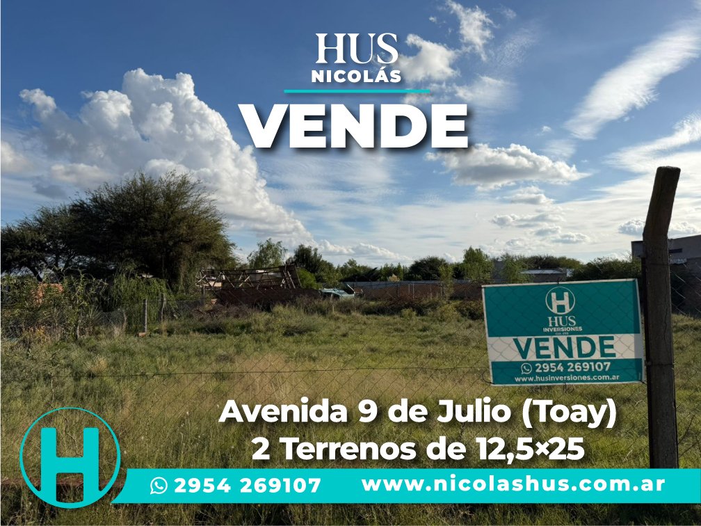 Avenida 9 de Julio (Toay). 2 Terrenos de 12,5×25