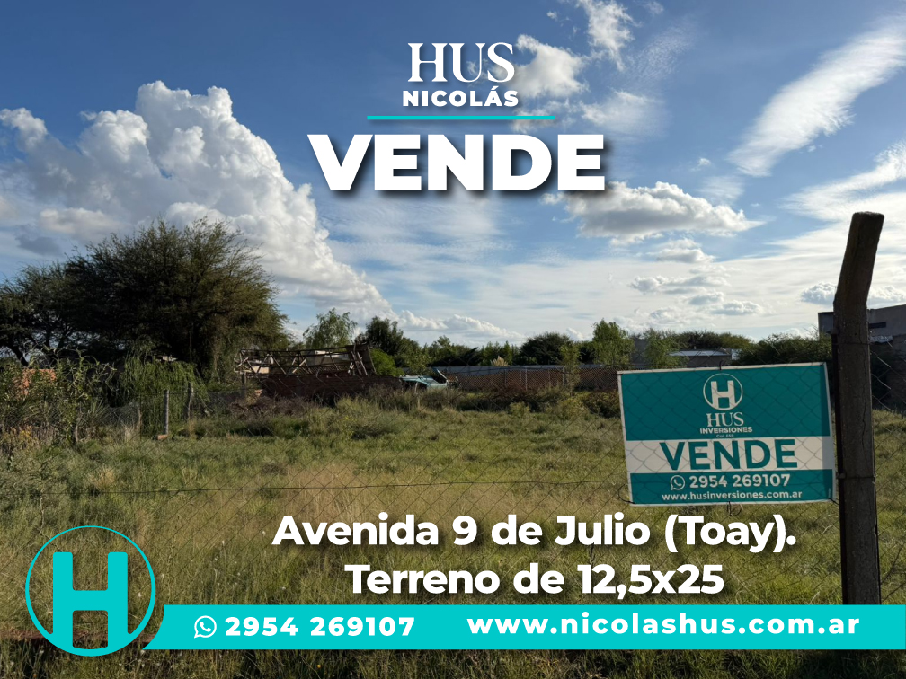 Avenida 9 de Julio (Toay). Terreno de 12,5×25