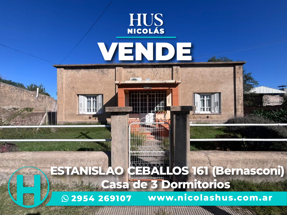 ESTANISLAO CEBALLOS 161 (Bernasconi) Casa de 3 Dormitorios
