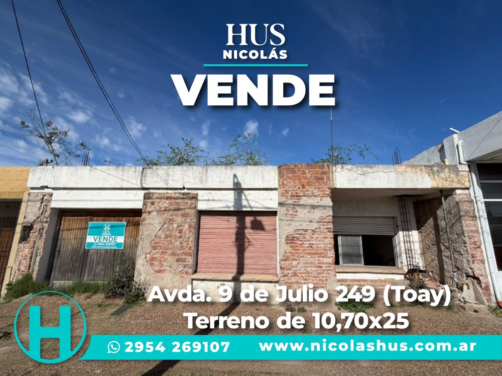 Avda. 9 de Julio 249 (Toay). Terreno de 10,70×25
